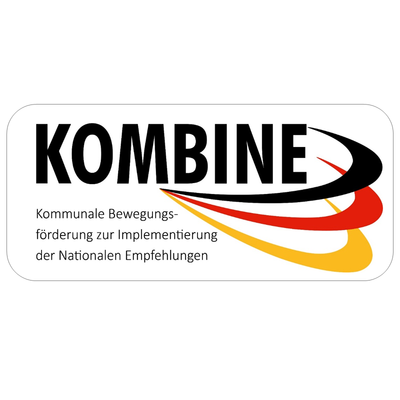 Logo von Kombine mit Schriftzug und Farben der deutschen Flagge.