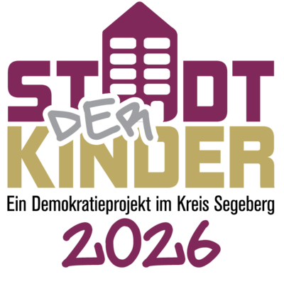 Logo Stadt der Kinder. Statt des "As" bei "Stadt" wurde ein Haus gezeichnet.