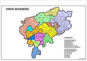 Eine Karte des Kreises mit allen Kommunen und Ämtern.