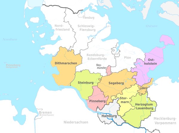 Auf einer Landkarte sind die Hamburg-Randkreise der ARGE bunt hinterlegt.