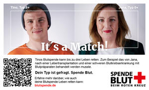 Ein Mann und eine Frau lächeln in die Kamera. Er hat Blut gespendet, das sie benötigt hat.
