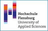 Das Logo der Hochschule Flensburg mit einem bunten H und einem Schriftzug.