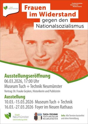 Ein Plakat mit einer jungen Frau. Es werden die Termine f&uuml;r eine Ausstellung angek&uuml;ndigt.