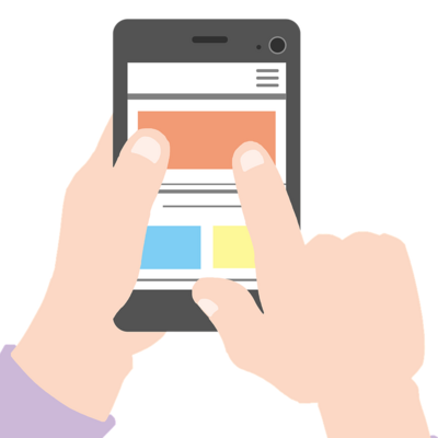 Zwei H&auml;nde halten ein Smartphone in der Hand und klicken auf dem Bildschirm auf  Apps.